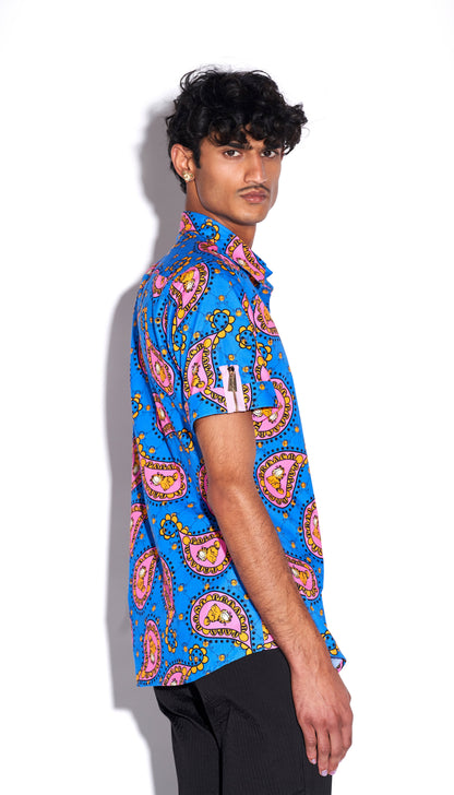 Catching a wave - Shirt in Blue Paisley Print