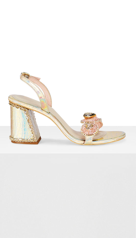 Le Macaron : Champagne - Gold Block heels