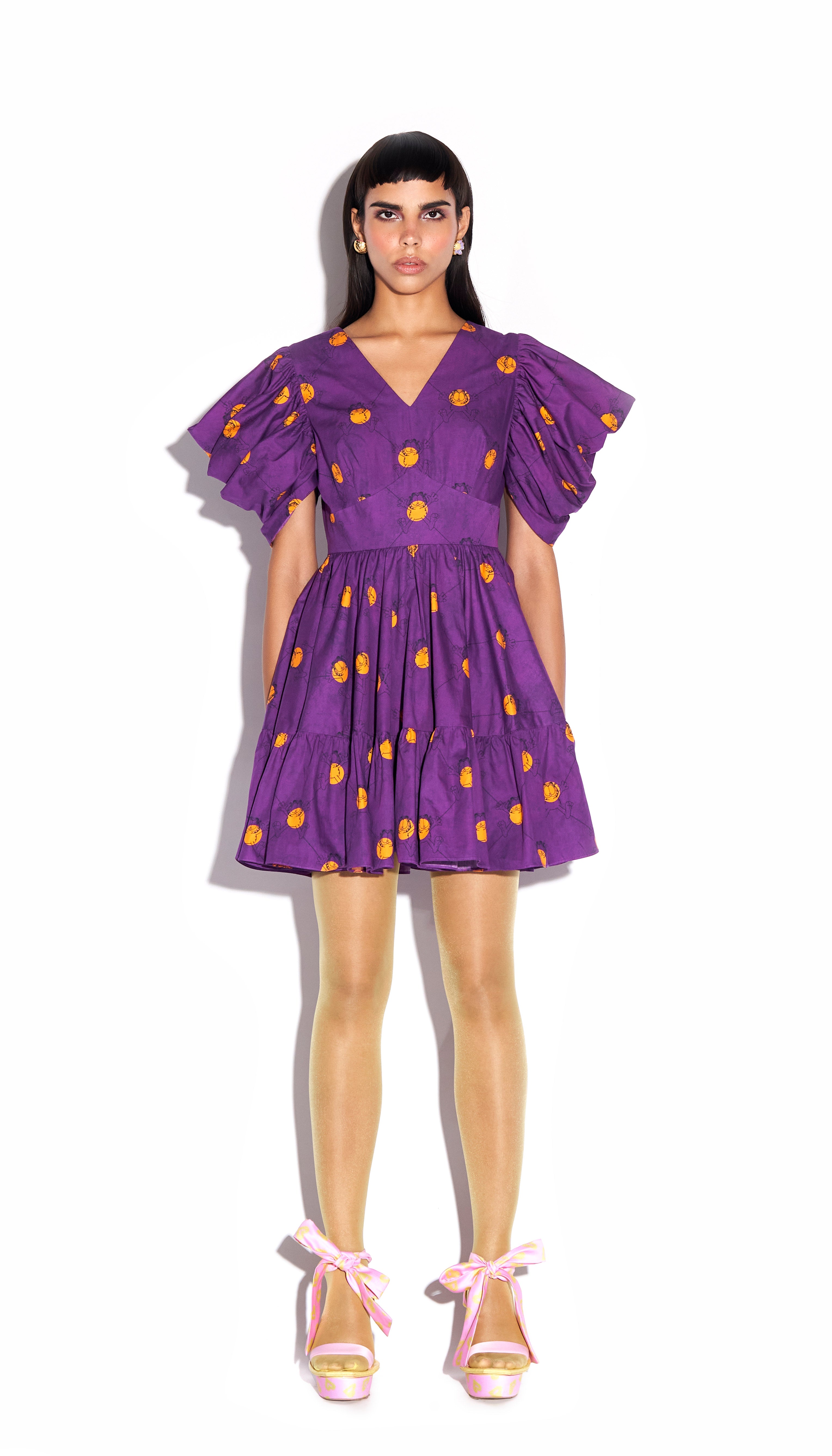 Buy My happy face Signature Papa Don t Preach dress in Purple Pol Ca T print Online Papa Don t Preach