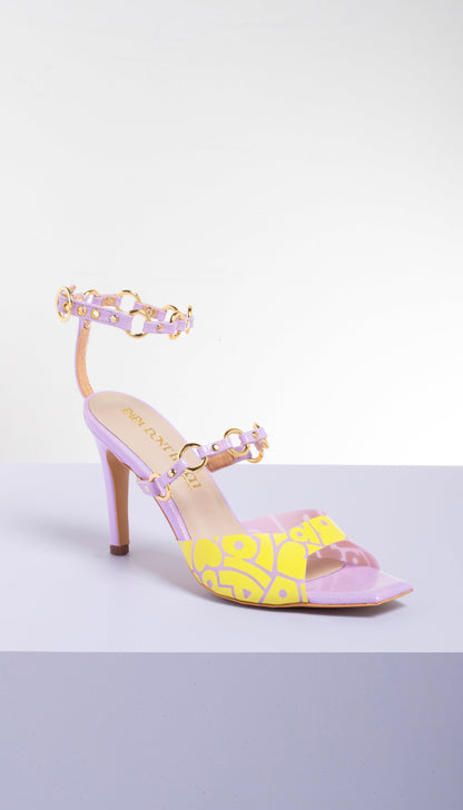 ‘Driving me crazy’ Ringlet Stilettos - Lilac / Yellow