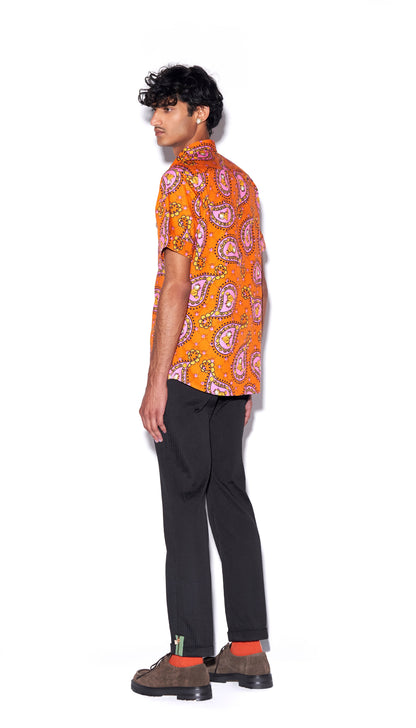 Sun's out - Shirt in Orange Paisley Print