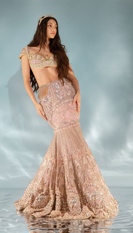 Alanna Pandey Isabelle lilac-mermaid cut lehenga set