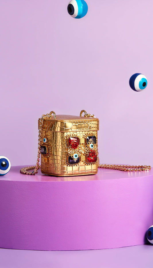 Gold Bejewelled Camera Bag