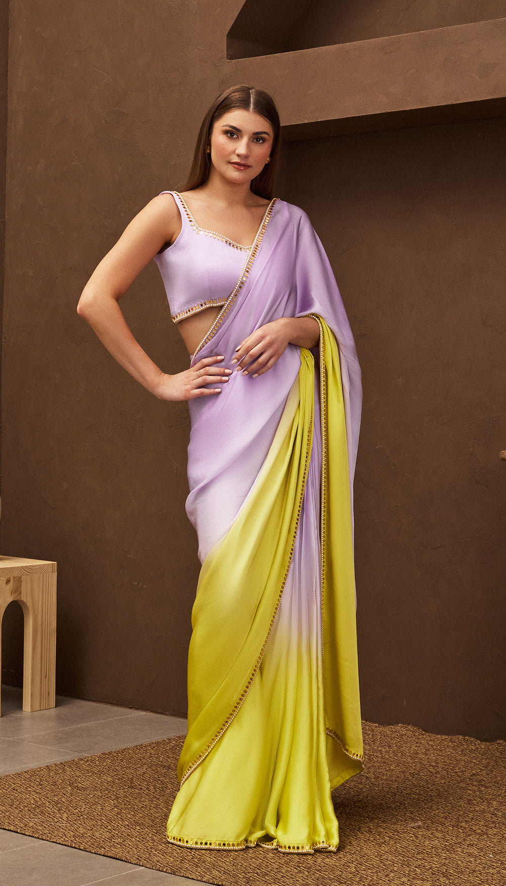 Purple Tone Ombre top Pre-Stitched Saree