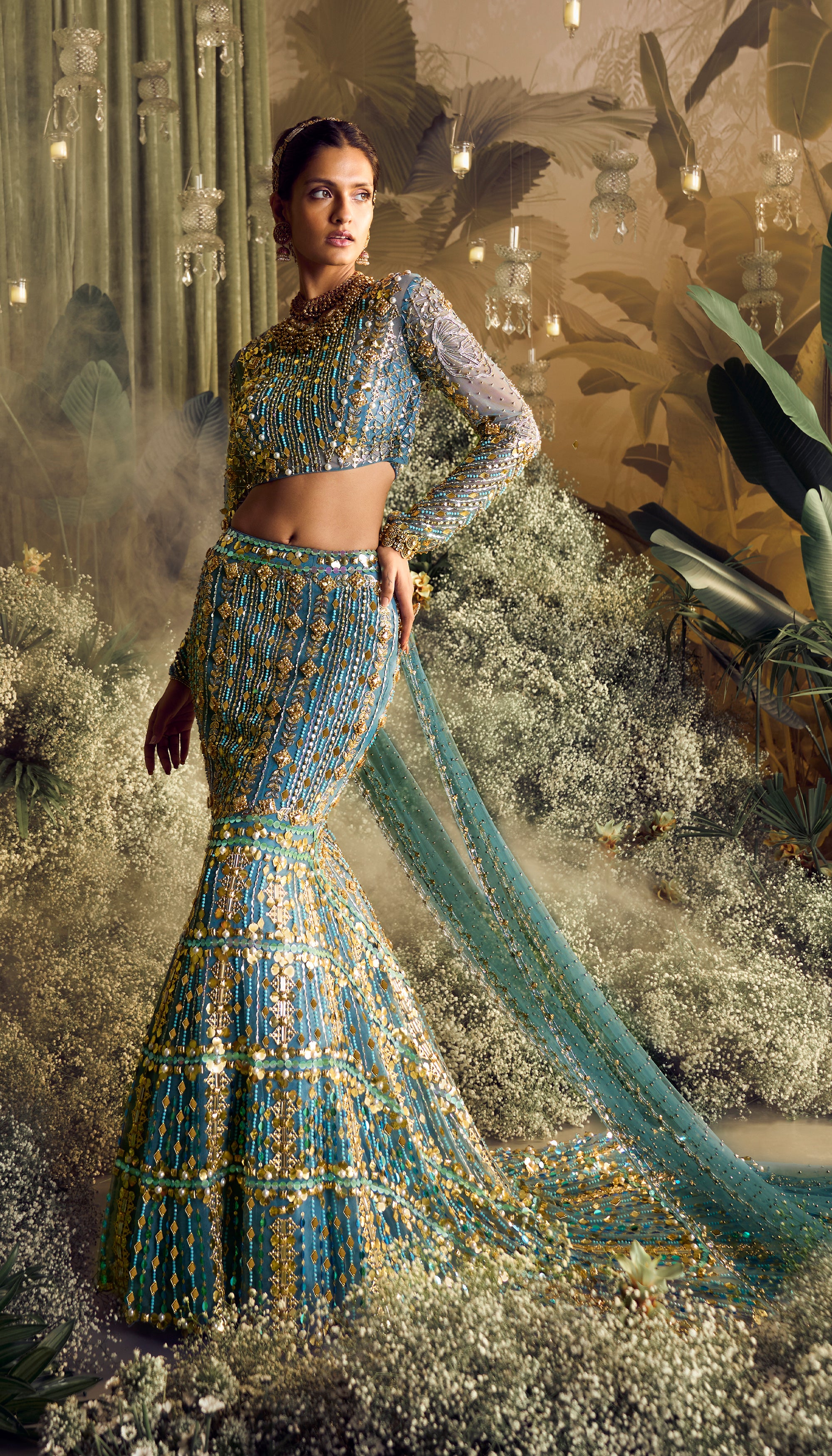 Shop Blue Georgette Thread Embroidered Lehenga Choli Party Wear Online at  Best Price | Cbazaar