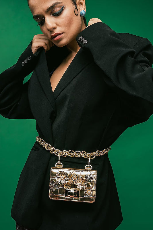 24K Gold Chain-link Belt Bag