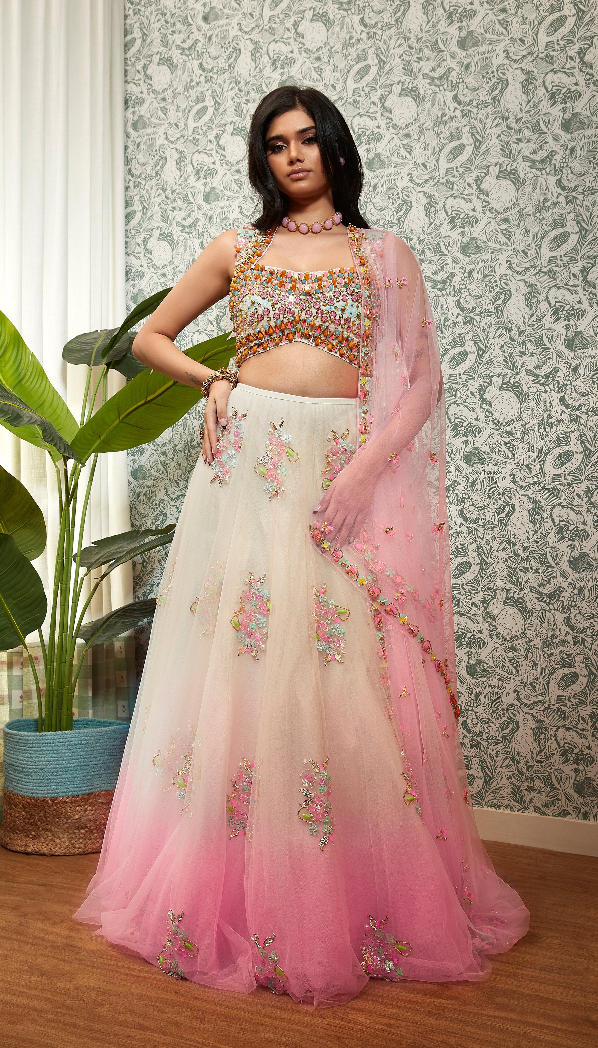 Buy MODISH COURTURE Girls White and Pink Printed Silk Sleeveless Lehenga  and Top with Dupatta - 11 to 12 Y Online at Best Prices in India - JioMart.