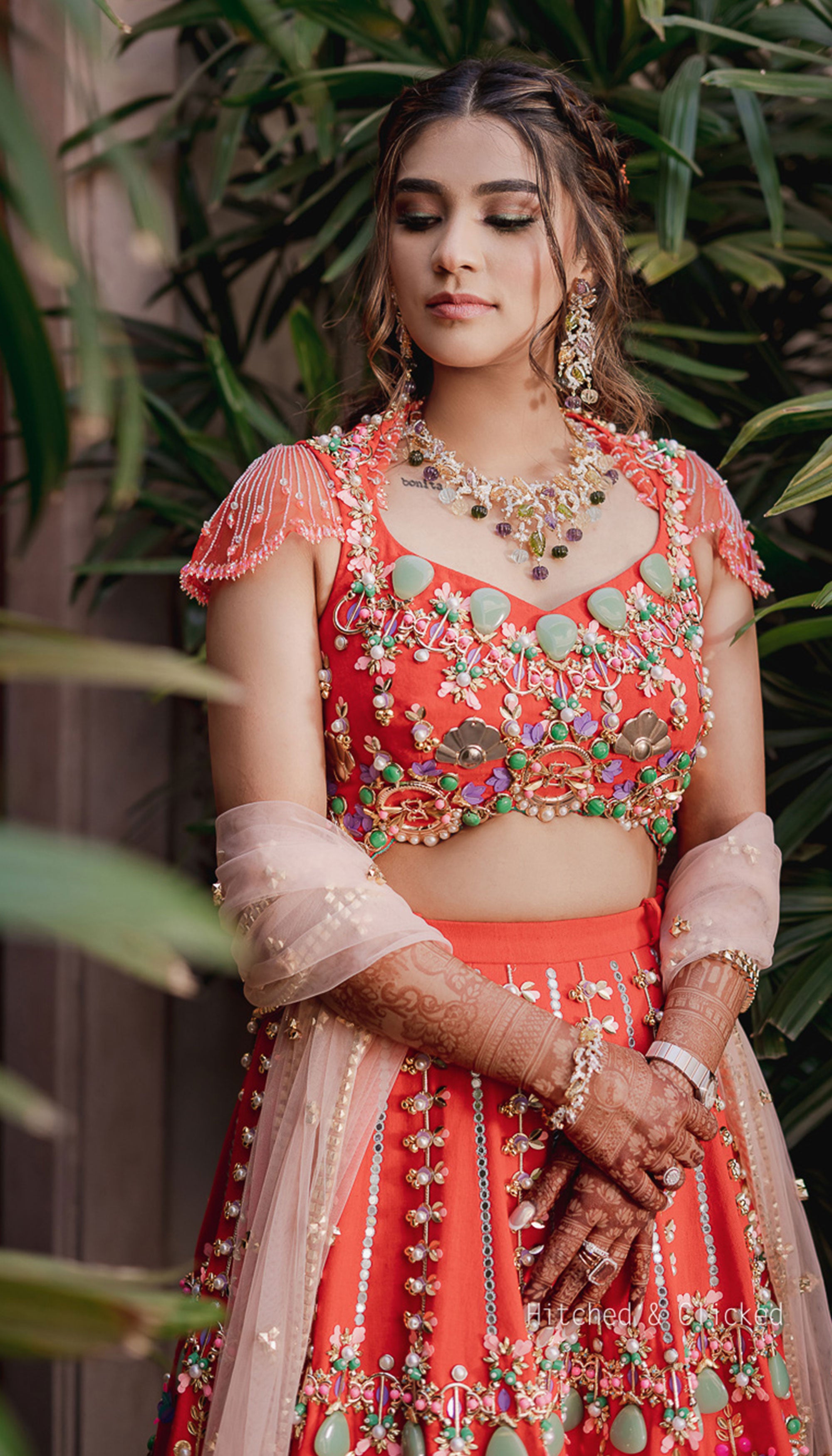 Buy Red Organza Embroidery Sequin Notched Bloom Bridal Lehenga Set For  Women by Aakansha Gupta Online at Aza Fashions.
