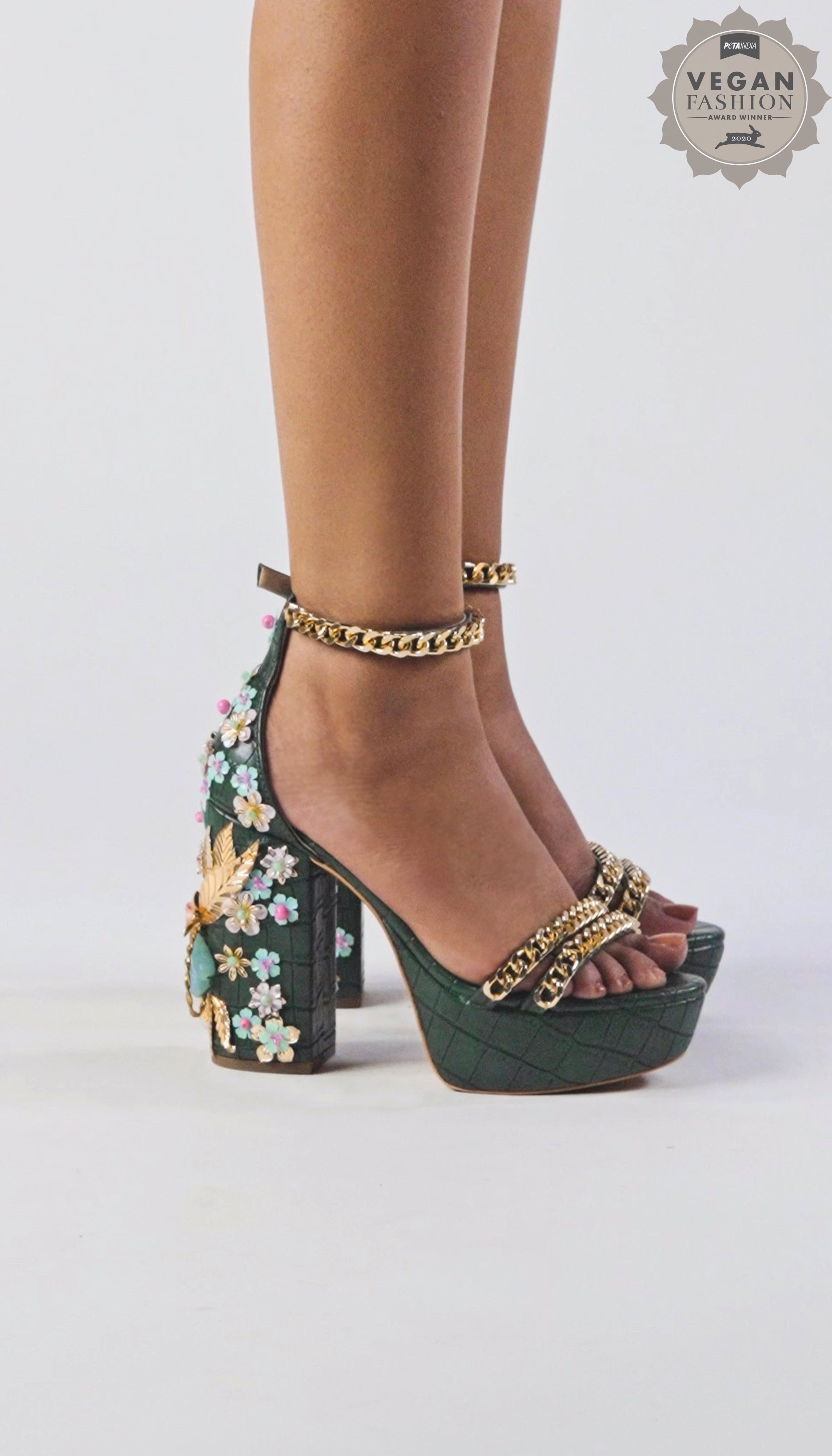 Green Bottle Glitter Sandals - Trancoso Bouteille | Cacatoès.com